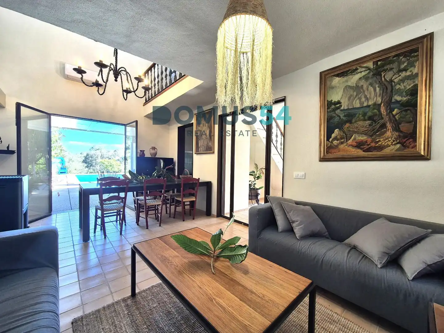 Sala de estar de Finca rústica de alquiler en Petra con Aire acondicionado, Terraza y Piscina