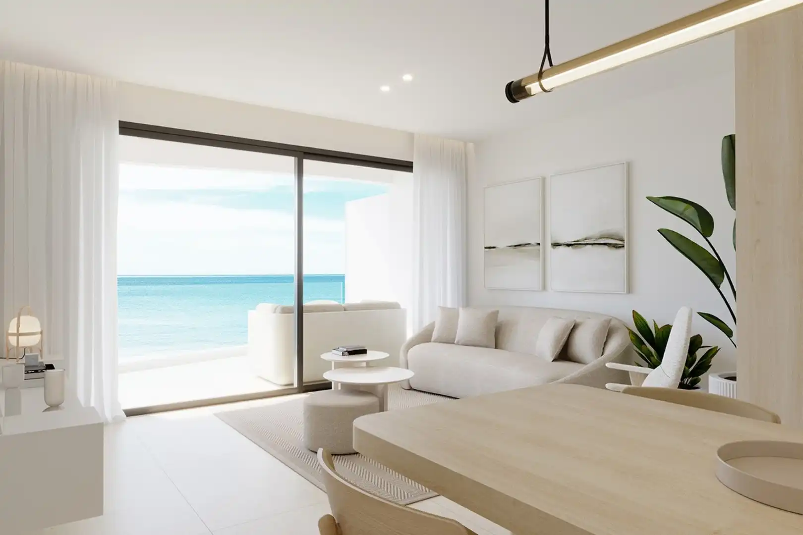 Wohnzimmer von Wohnung zum Verkauf in La Manga del Mar Menor mit Klimaanlage, Heizung und Privatgarten