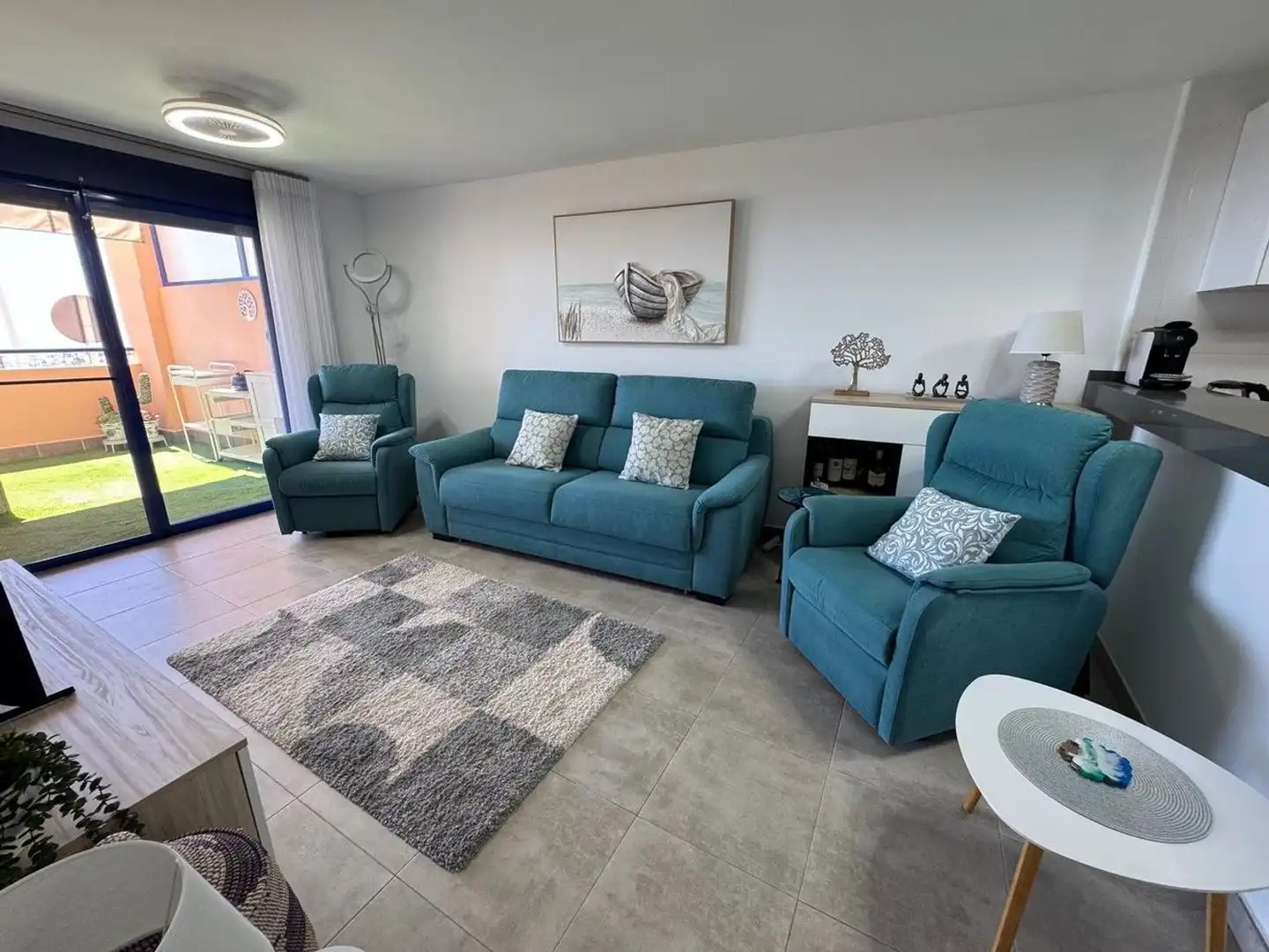 Sala de estar de Piso en venta en Mojácar con Aire acondicionado, Terraza y Piscina