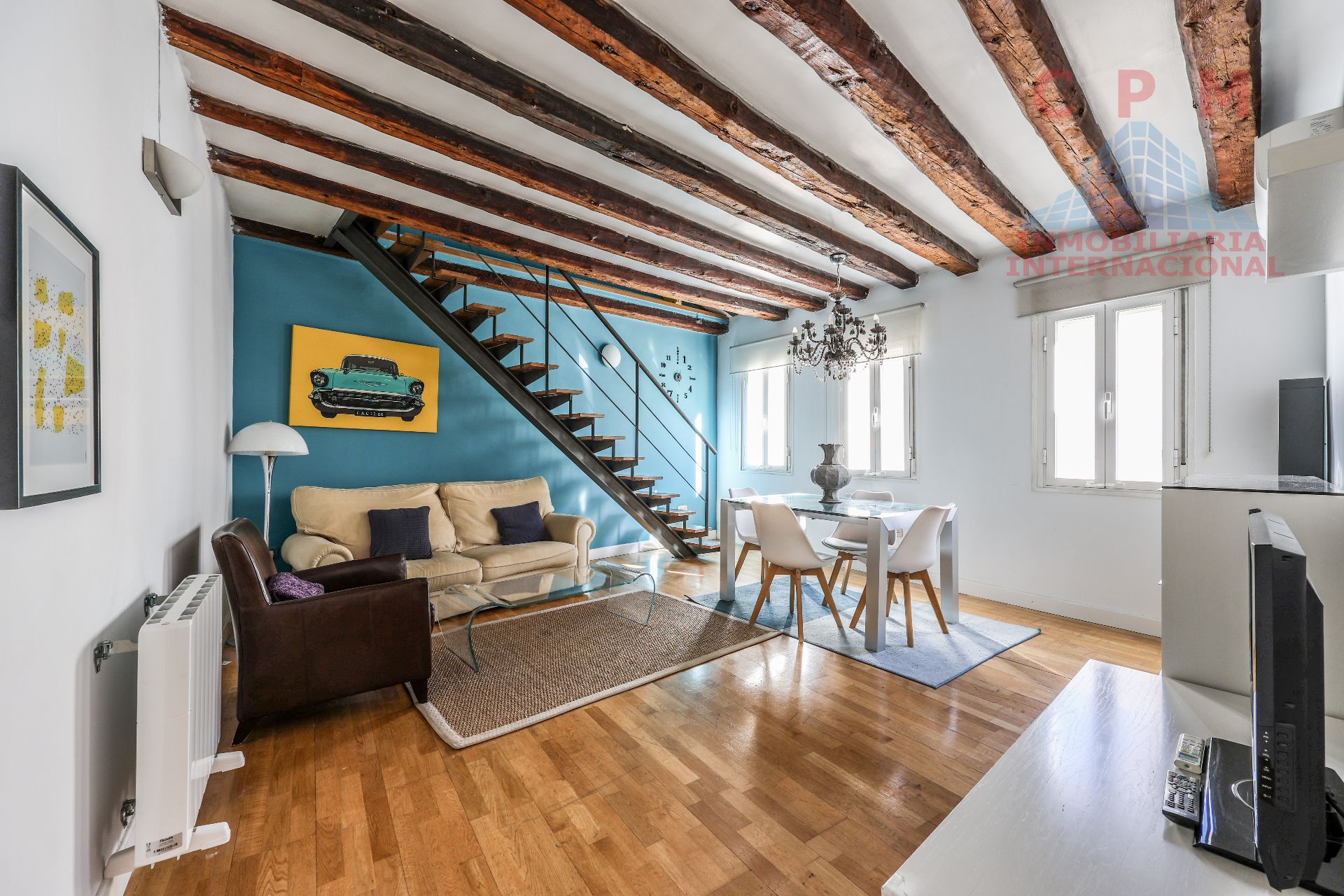 Sala d'estar de Pis de lloguer en  Madrid Capital amb Aire condicionat, Calefacció i Parquet