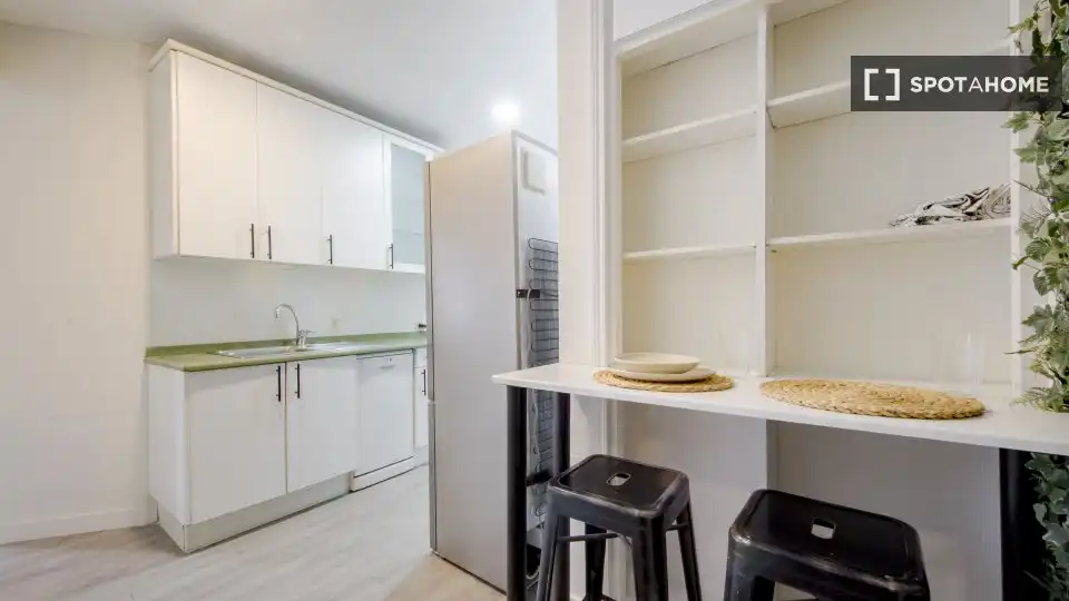 Cocina de Piso para compartir en Madrid con Aire acondicionado, Terraza y Amueblado
