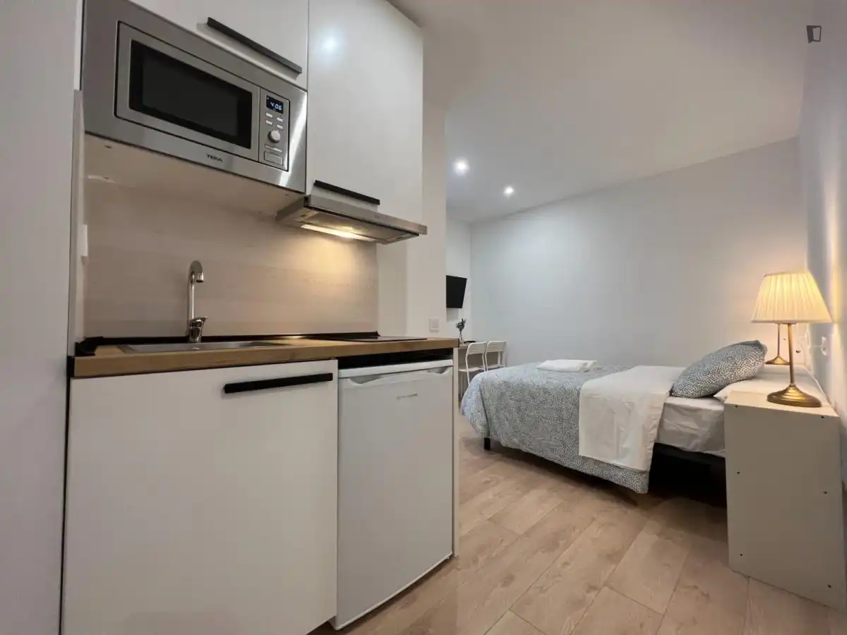 Cocina de Estudio de alquiler en Madrid con Aire acondicionado, Calefacción y Amueblado