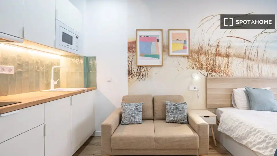 Living room of Study for share in Madrid  with Air Conditioner, Terrace and Furnished