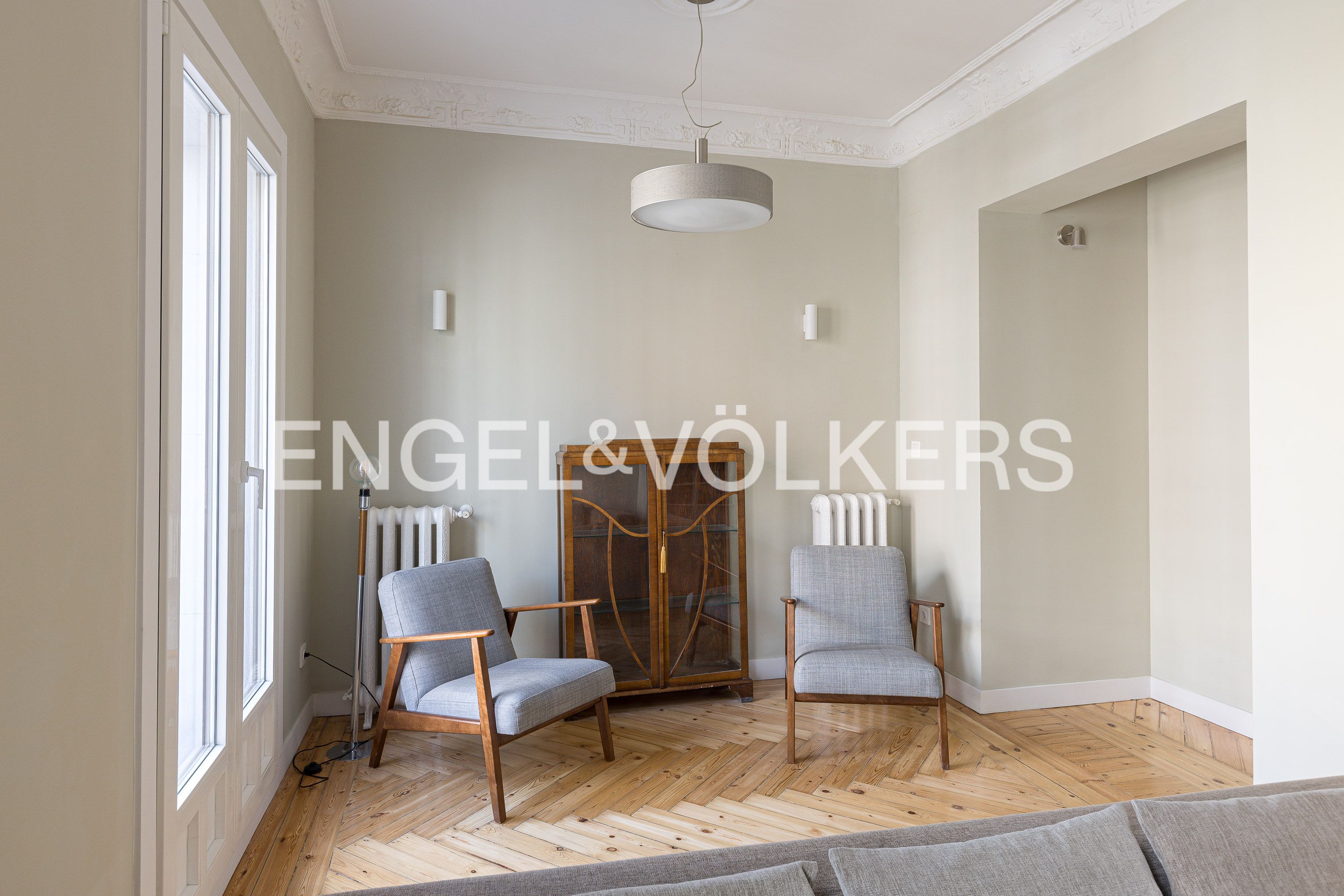 Sala d'estar de Pis de lloguer en  Madrid Capital amb Aire condicionat, Calefacció i Parquet