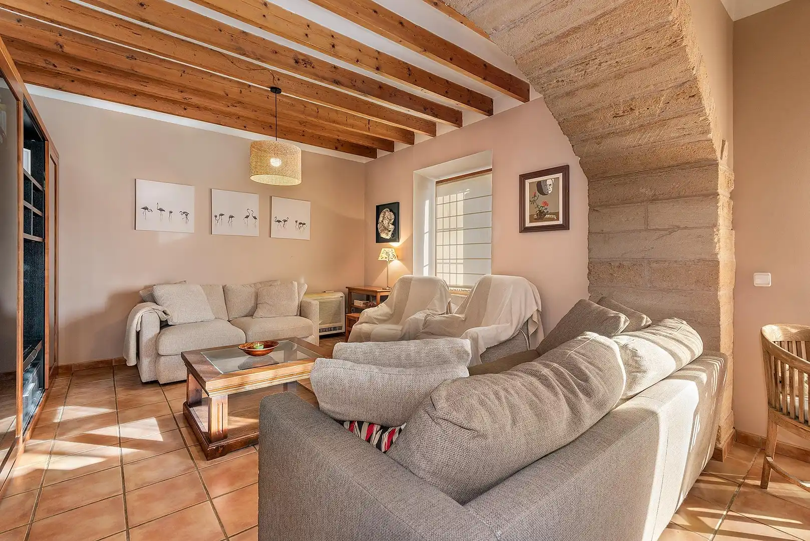 Sala de estar de Finca rústica en venta en  Palma de Mallorca con Calefacción, Jardín privado y Terraza