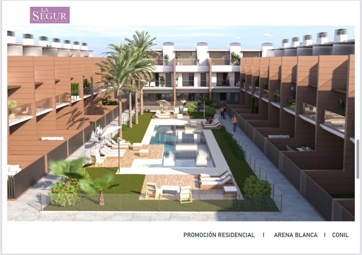 Jardí de Casa adosada en venda en Conil de la Frontera amb Aire condicionat, Terrassa i Piscina comunitària