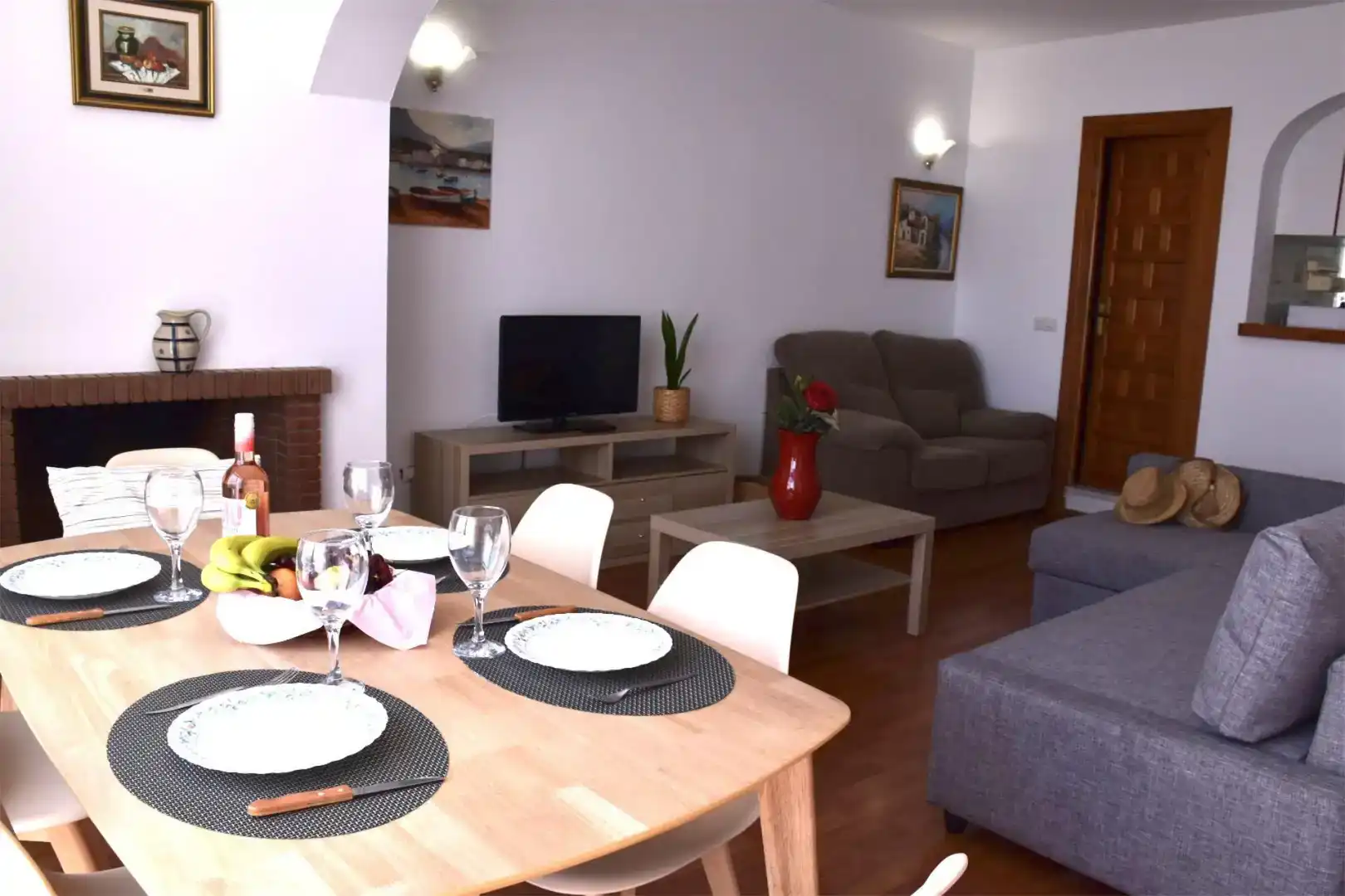 Dining room of Flat for rent in Nerja  with Air Conditioner, Private garden and Swimming Pool