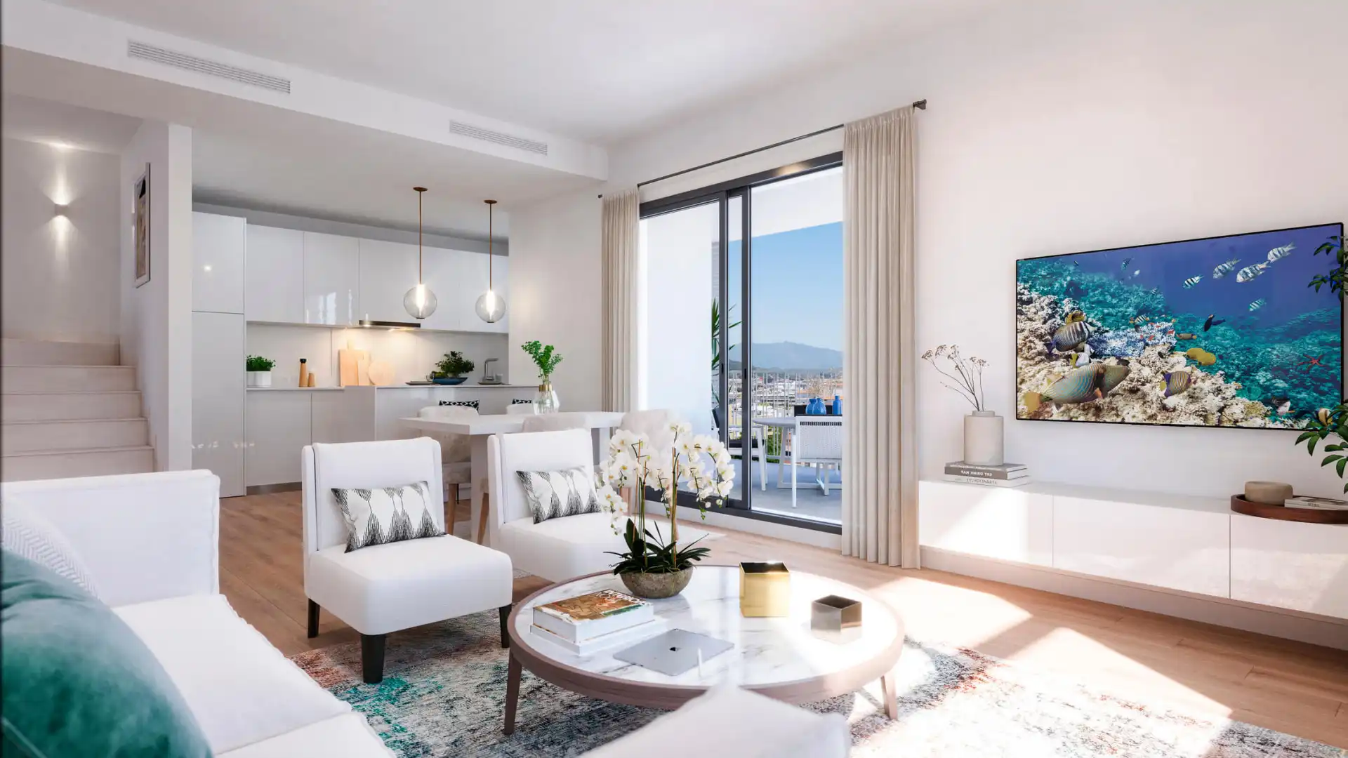 Sala de estar de Apartamento en venta en Marbella con Aire acondicionado, Terraza y Piscina