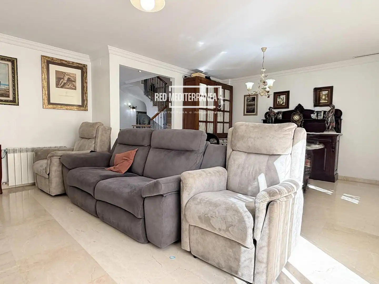 Sala de estar de Casa adosada en venta en Daimús con Aire acondicionado, Calefacción y Jardín privado