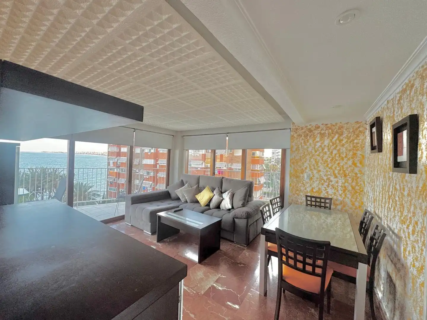 Wohnzimmer von Wohnung zur Miete in El Campello mit Terrasse, Möbliert und Haustiere erlaubt