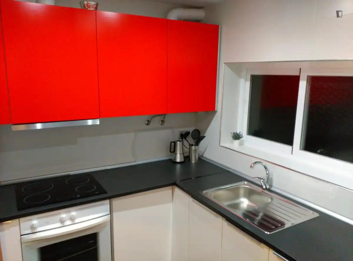 Cuina de Apartament de lloguer en Madrid amb Aire condicionat, Calefacció i Moblat