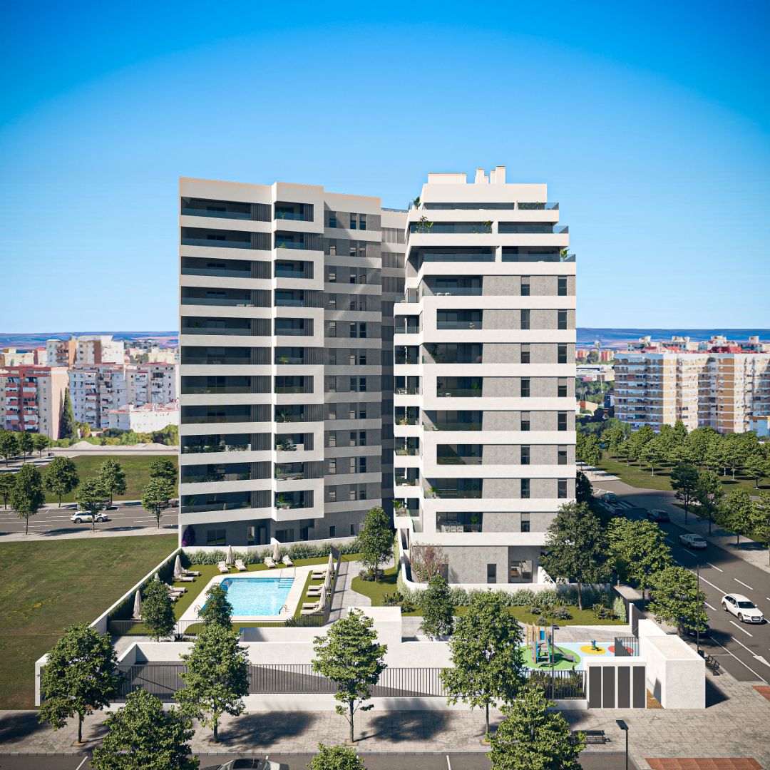 Exterior view of Flat for sale in  Sevilla Capital  with Air Conditioner, Heating and Private garden