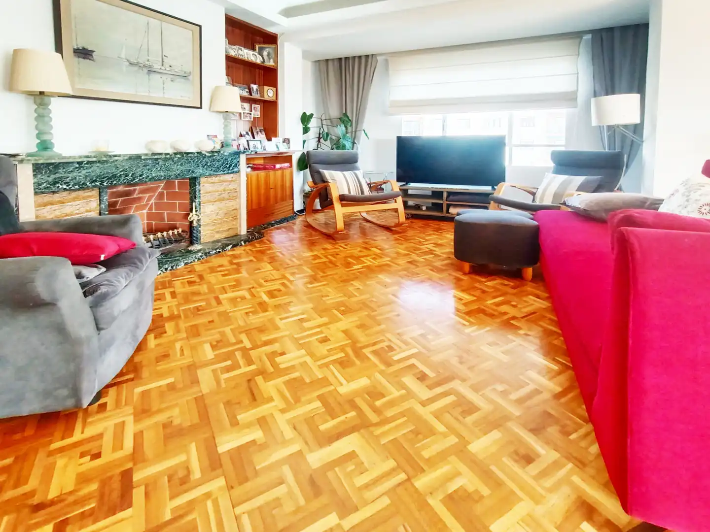 Wohnzimmer von Wohnung zum Verkauf in  Palma de Mallorca mit Klimaanlage, Parkett und Abstellraum