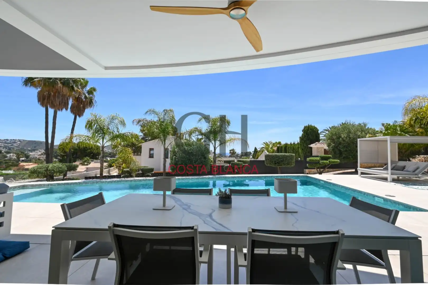 Terrasse von Haus oder Chalet zum Verkauf in Moraira mit Klimaanlage, Heizung und Privatgarten