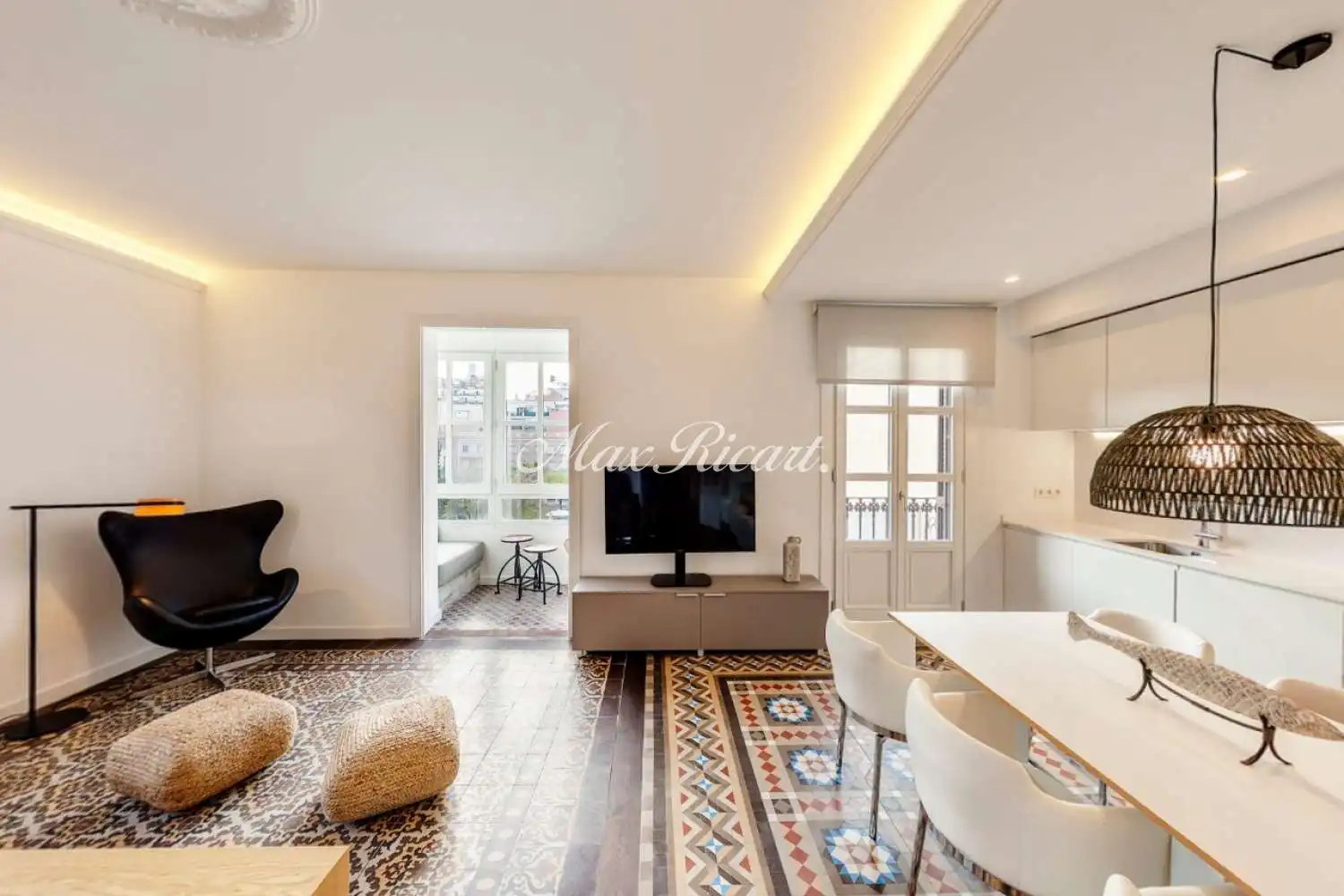 Wohnzimmer von Wohnung zur Miete in Barcelona mit Klimaanlage, Heizung und Terrasse