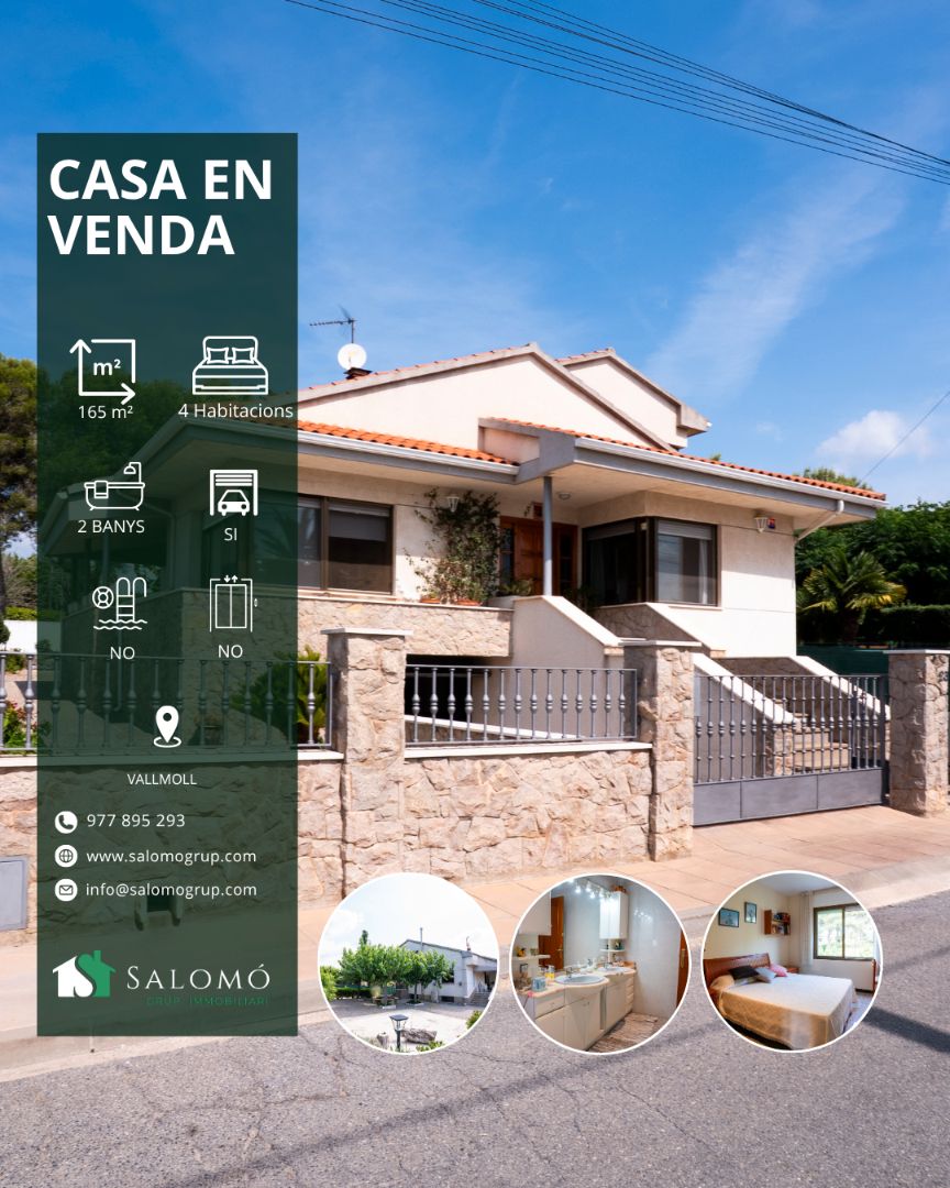 Vista exterior de Casa o xalet en venda en Vallmoll amb Calefacció, Jardí privat i Terrassa