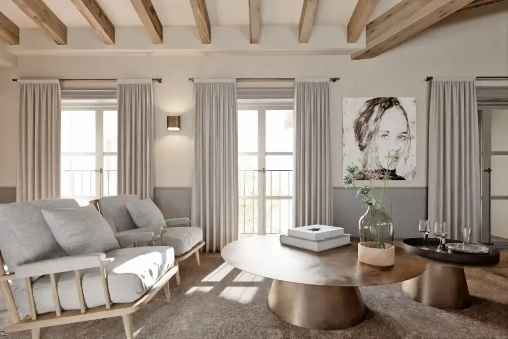Wohnzimmer von Einfamilien-Reihenhaus zum Verkauf in  Palma de Mallorca mit Klimaanlage, Heizung und Terrasse