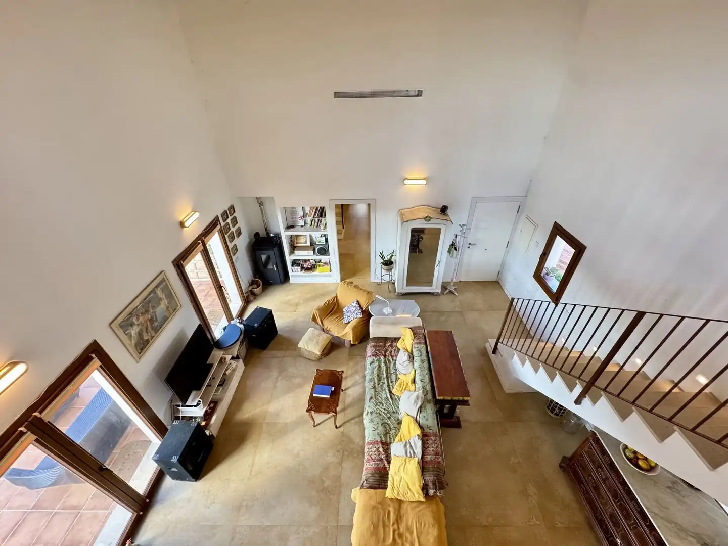 Wohnzimmer von Country house zur Miete in Llucmajor mit Klimaanlage, Heizung und Terrasse