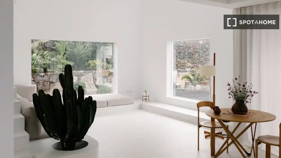 Sala de estar de Apartamento para compartir en Tinajo con Aire acondicionado, Terraza y Amueblado