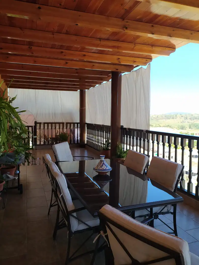 Terrassa de Casa o xalet en venda en Villanueva del Río y Minas amb Aire condicionat, Jardí privat i Terrassa