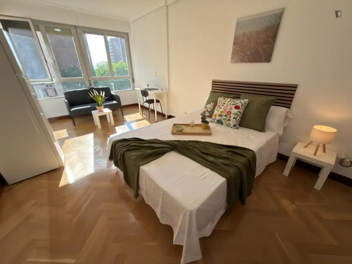 Dormitori de Apartament per a compartir en Madrid amb Calefacció, Moblat i Internet