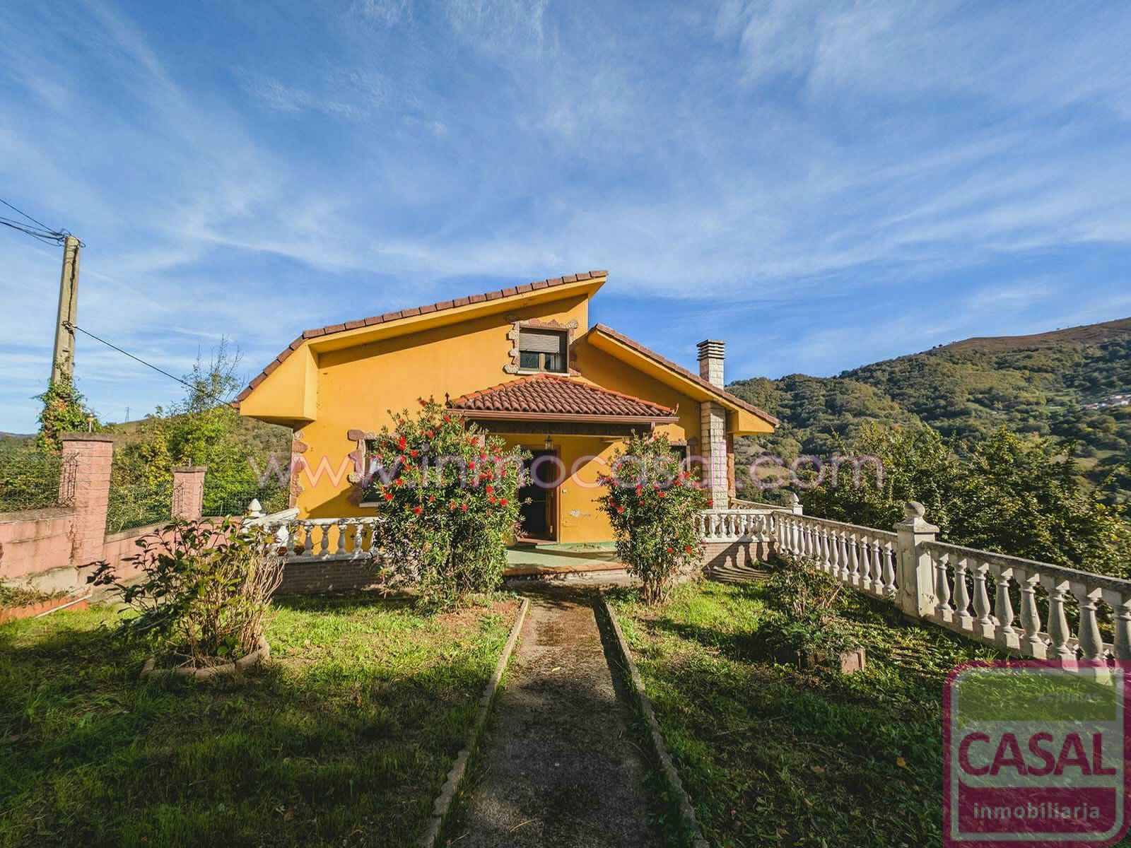 Vista exterior de Casa o xalet en venda en Mieres (Asturias) amb Calefacció, Terrassa i Moblat