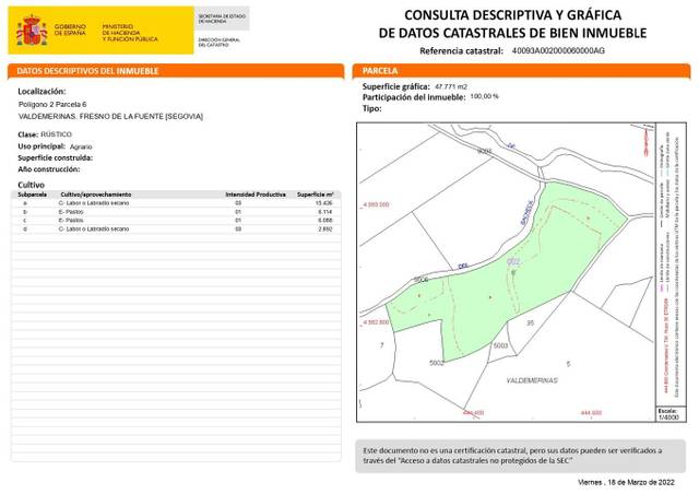 Terreno en Venta en N/A, -1 en Fresno de la Fuente