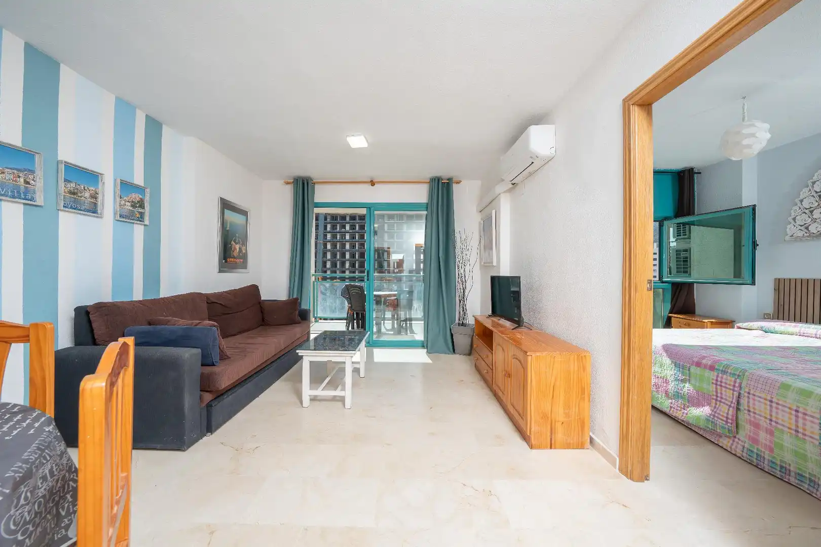Wohnzimmer von Wohnungen zum Verkauf in Villajoyosa / La Vila Joiosa mit Klimaanlage, Heizung und Terrasse