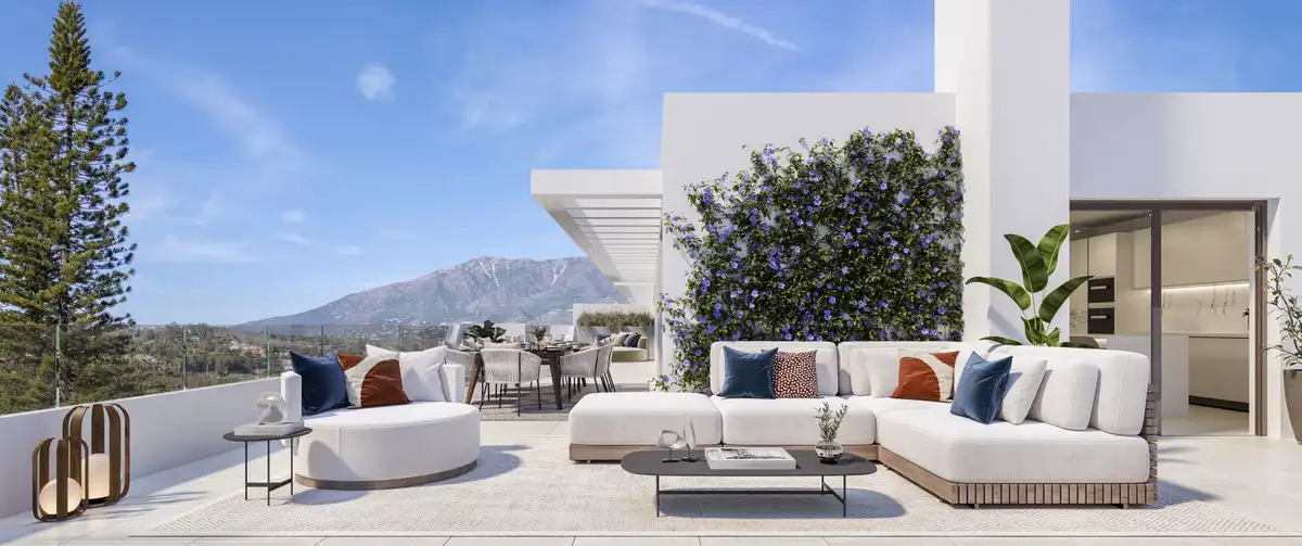 Terrasse von Erdgeschoss zum Verkauf in Mijas mit Klimaanlage, Privatgarten und Terrasse