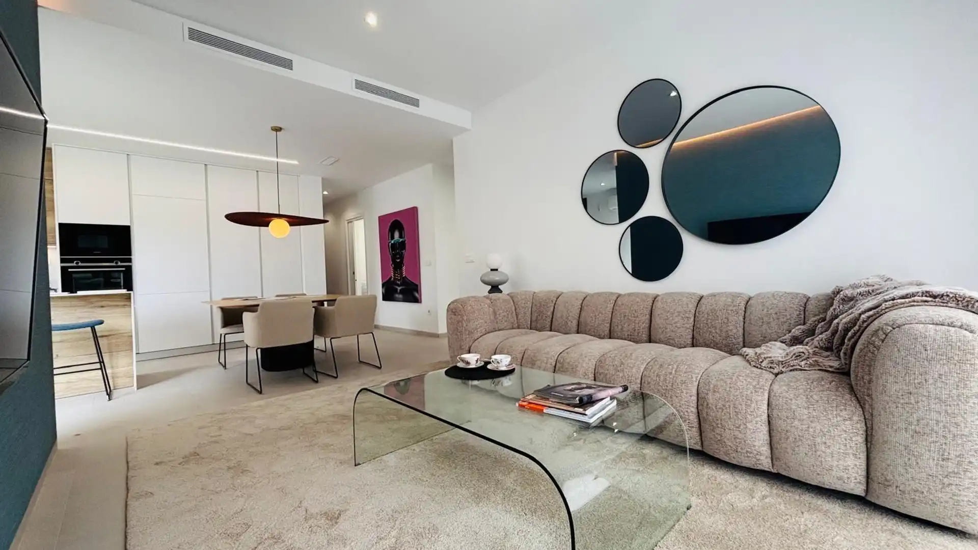 Living room of Flat for sale in Finestrat  with Air Conditioner, Private garden and Terrace