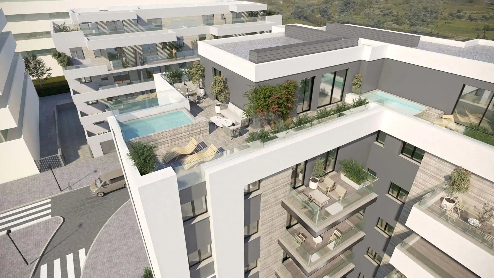 Vista exterior de Pis en venda en Mijas amb Aire condicionat, Terrassa i Piscina