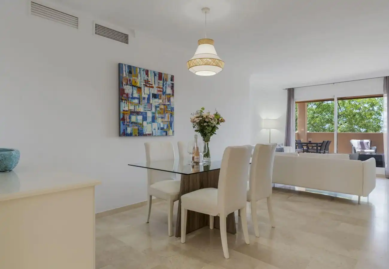 Dining room of Apartments for rent in Marbella  with Air Conditioner, Private garden and Furnished