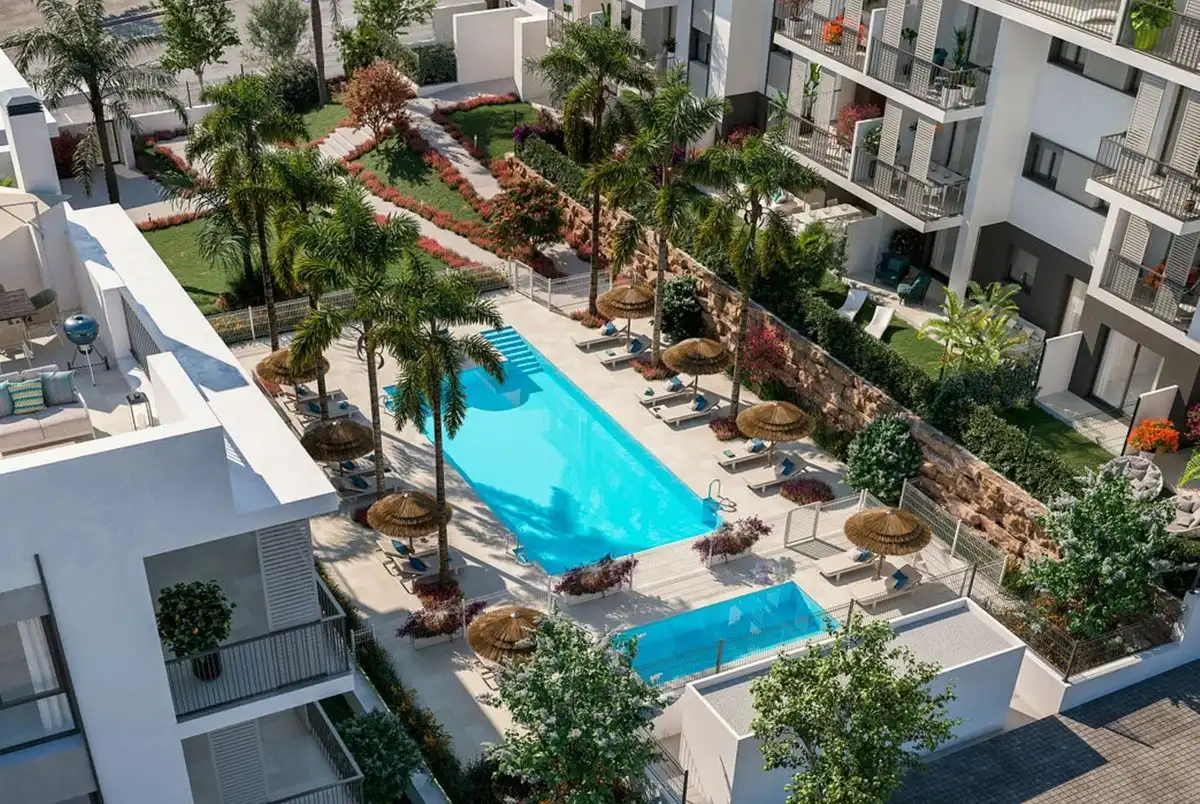 Piscina de Apartamento en venta en Estepona con Aire acondicionado, Terraza y Trastero
