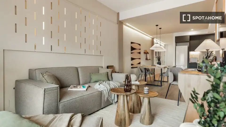 Living room of Flat for rent in Barcelona  with Air Conditioner, Heating and Furnished