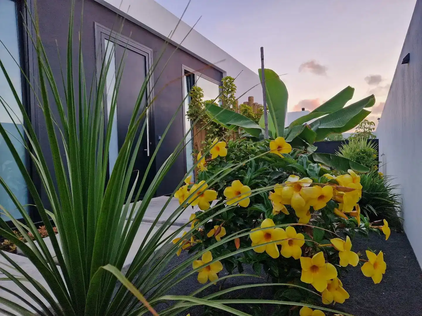 Außenansicht von Wohnung zum Verkauf in La Oliva mit Klimaanlage, Privatgarten und Schwimmbad