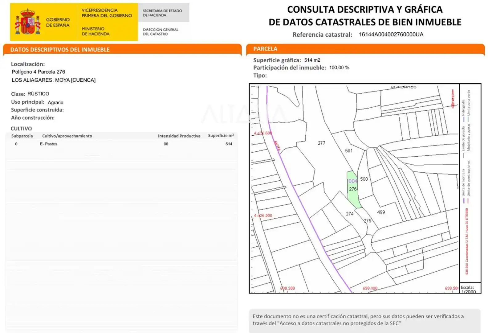 Terreno en venta en Moya (Cuenca)