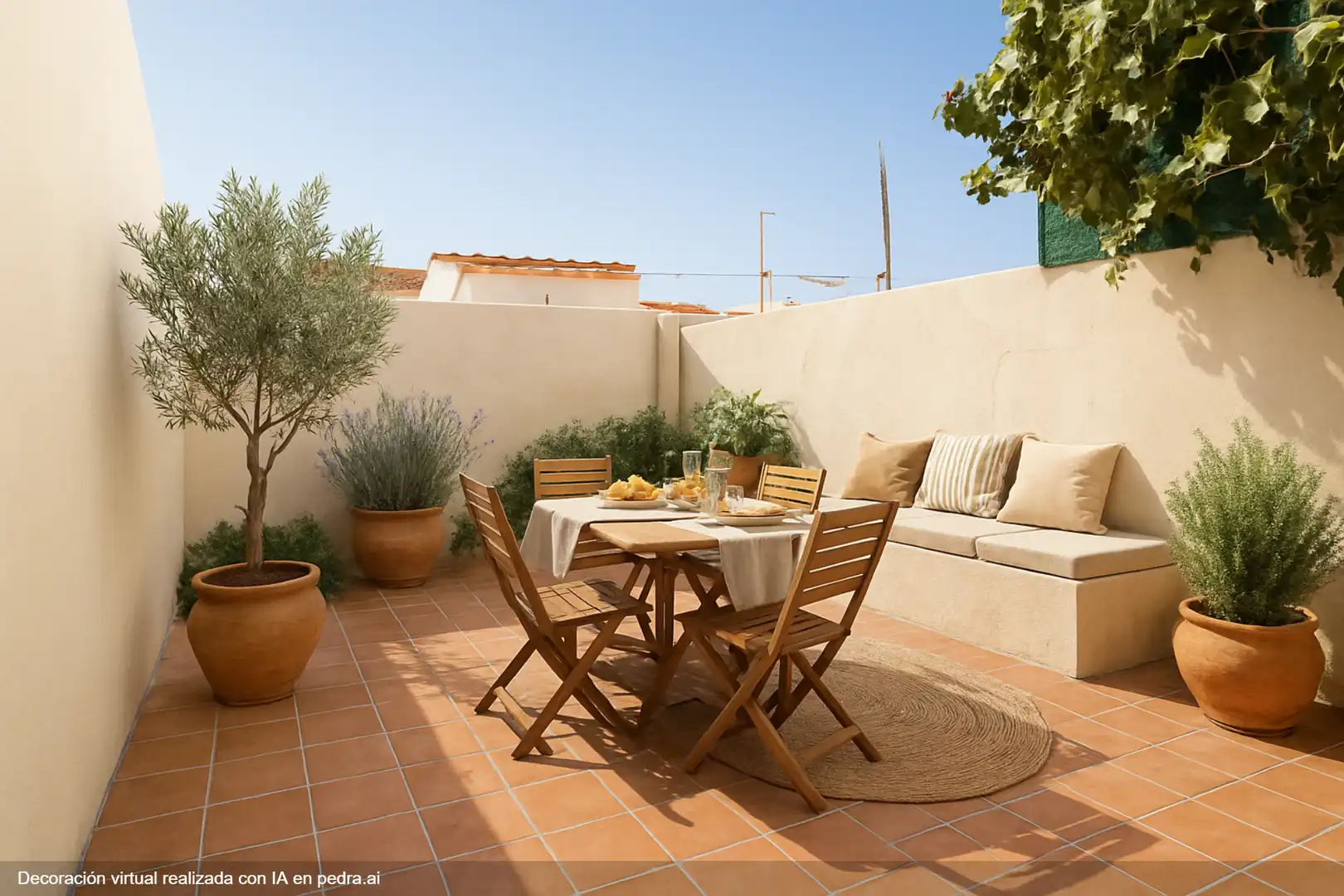 Terrasse von Einfamilien-Reihenhaus zum Verkauf in El Ejido mit Privatgarten, Terrasse und Balkon