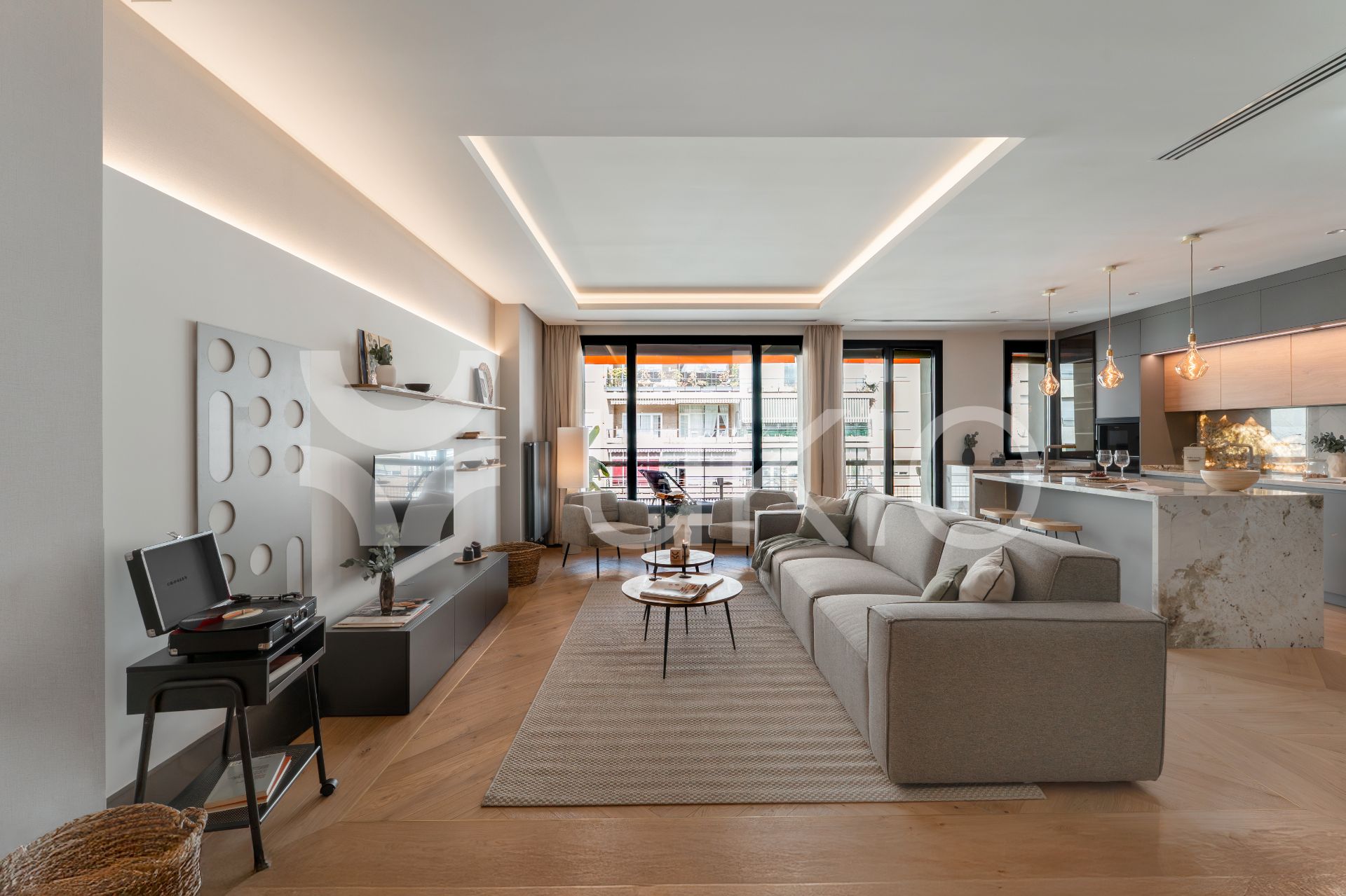 Sala d'estar de Apartament de lloguer en  Madrid Capital amb Aire condicionat, Calefacció i Terrassa