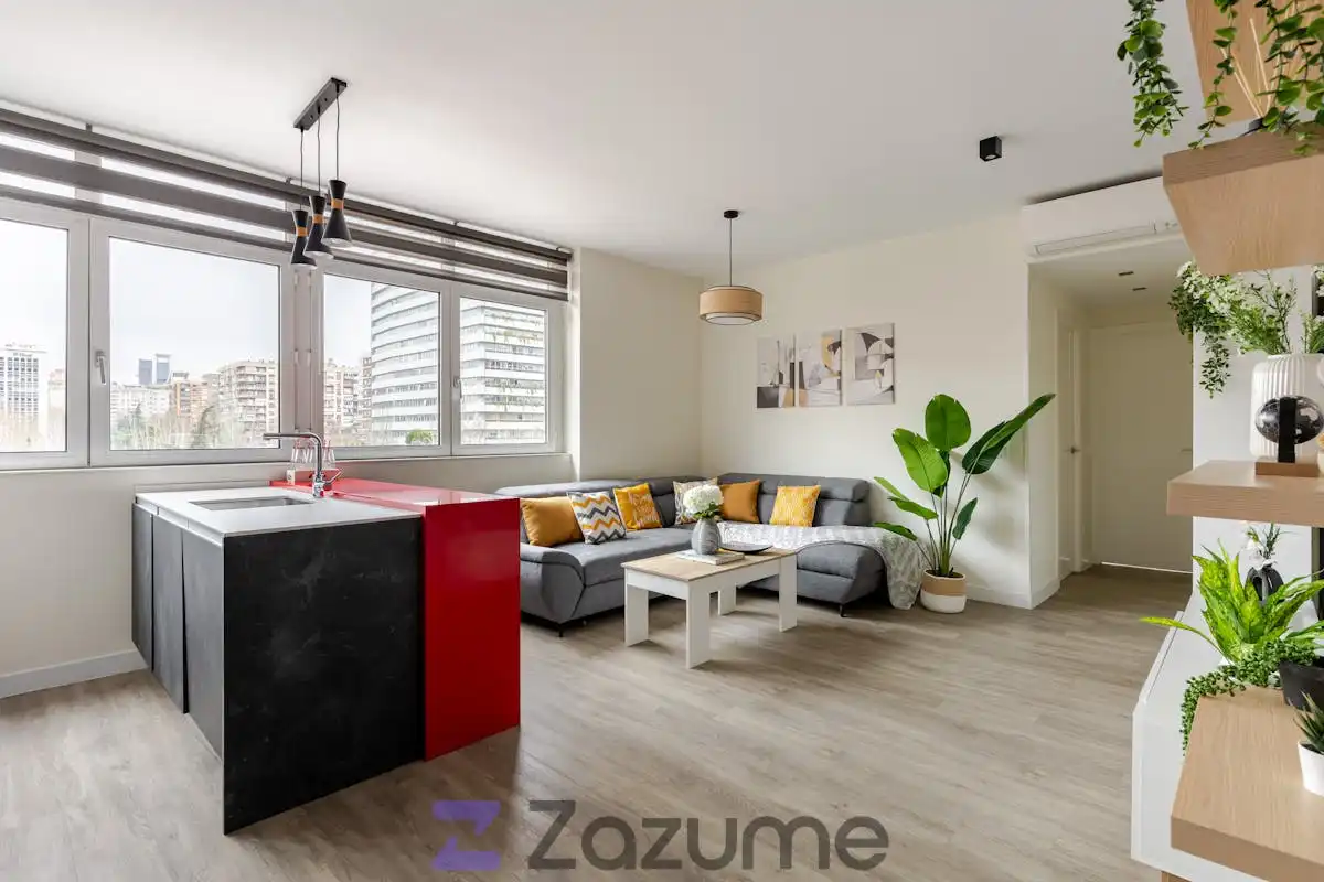 Sala d'estar de Pis de lloguer en  Madrid Capital amb Aire condicionat, Calefacció i Moblat