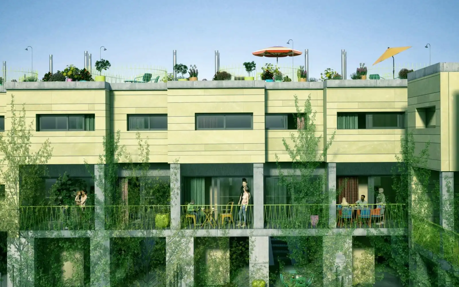Außenansicht von Einfamilien-Reihenhaus zum Verkauf in Vegas del Genil mit Heizung, Terrasse und Balkon
