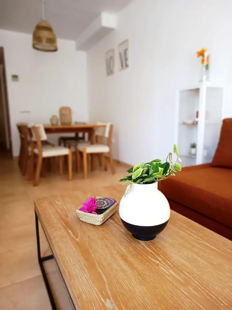 Sala de estar de Apartamento de alquiler en El Ejido con Aire acondicionado, Calefacción y Jardín privado
