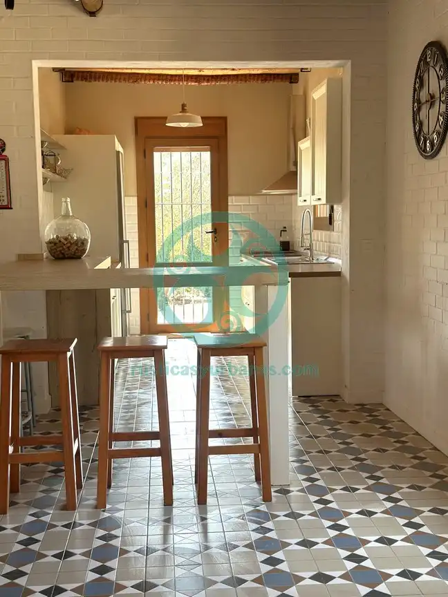 Küche von Country house zur Miete in Cáceres mit Schwimmbad, Möbliert und Ofen