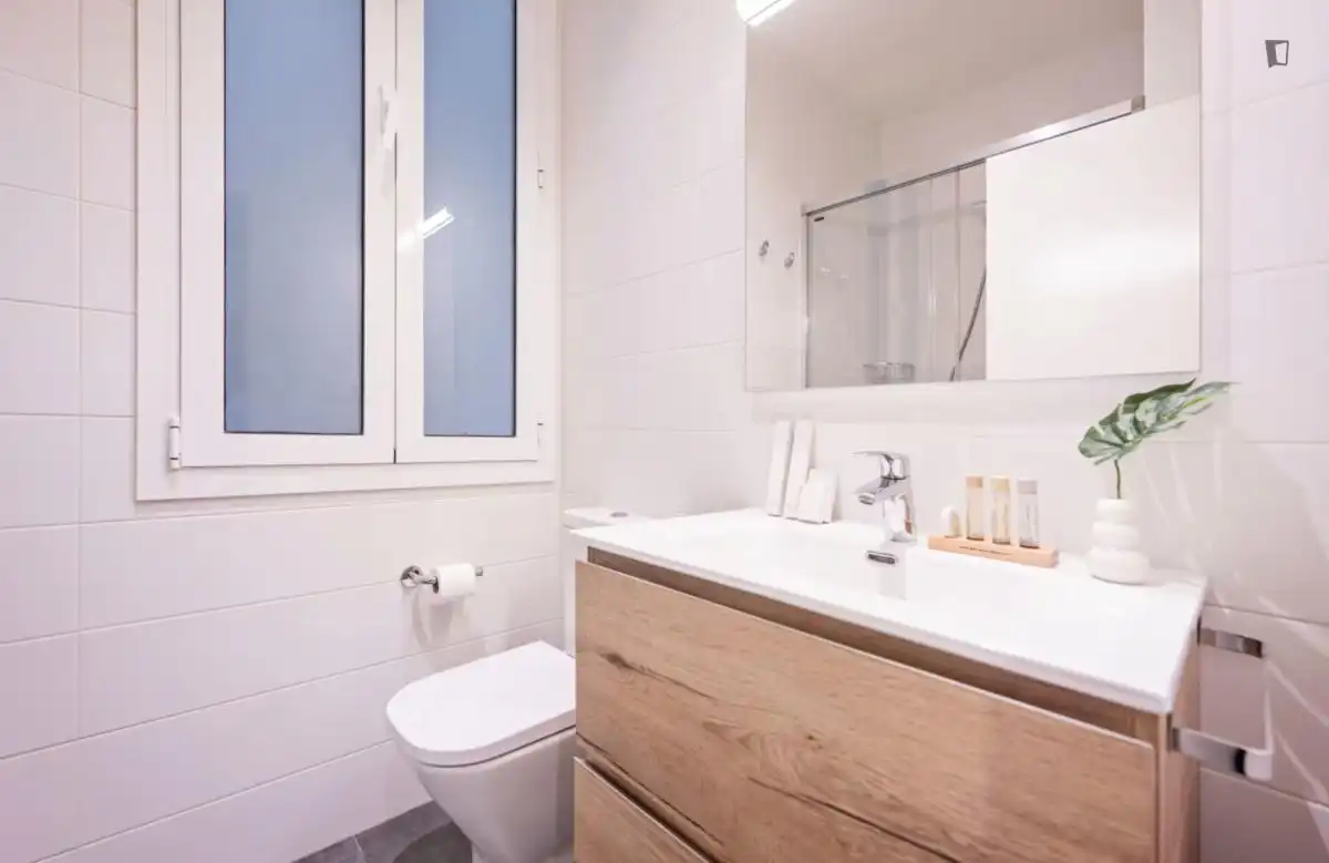 Baño de Apartamento de alquiler en Barcelona con Amueblado, Horno y Lavadora