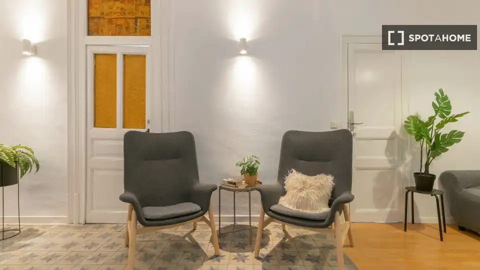 Living room of Flat for share in Barcelona  with Air Conditioner, Heating and Furnished