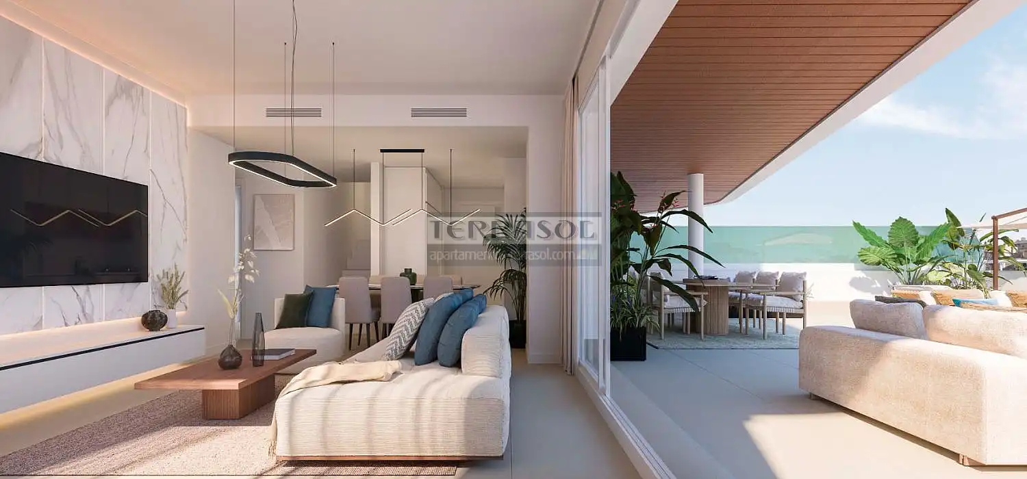 Sala d'estar de Pis en venda en Torrox amb Aire condicionat, Calefacció i Jardí privat