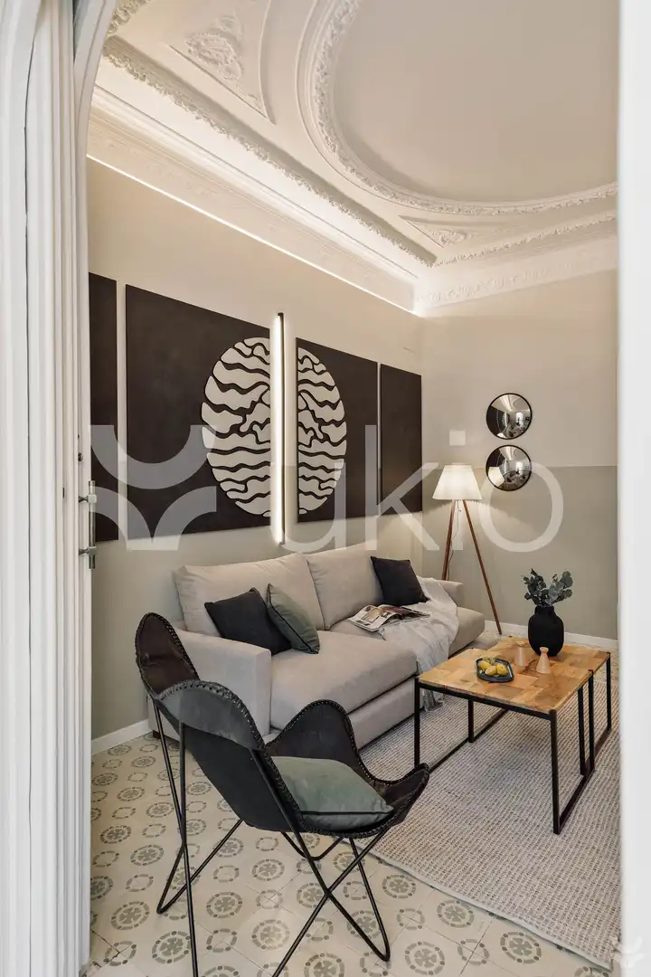 Sala de estar de Apartamento de alquiler en Barcelona con Aire acondicionado, Calefacción y Terraza