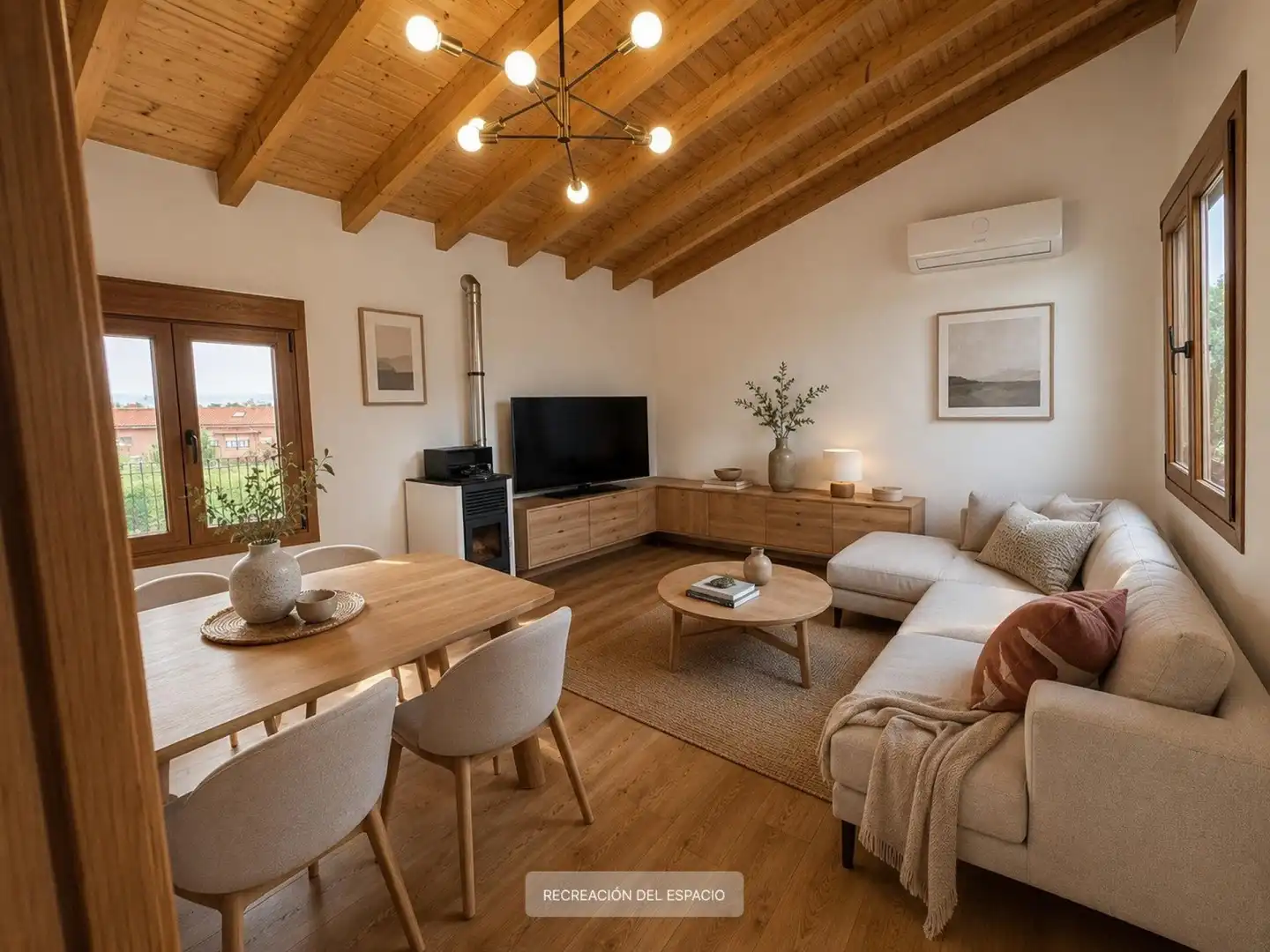Wohnzimmer von Country house zum Verkauf in Camargo mit Klimaanlage, Heizung und Terrasse