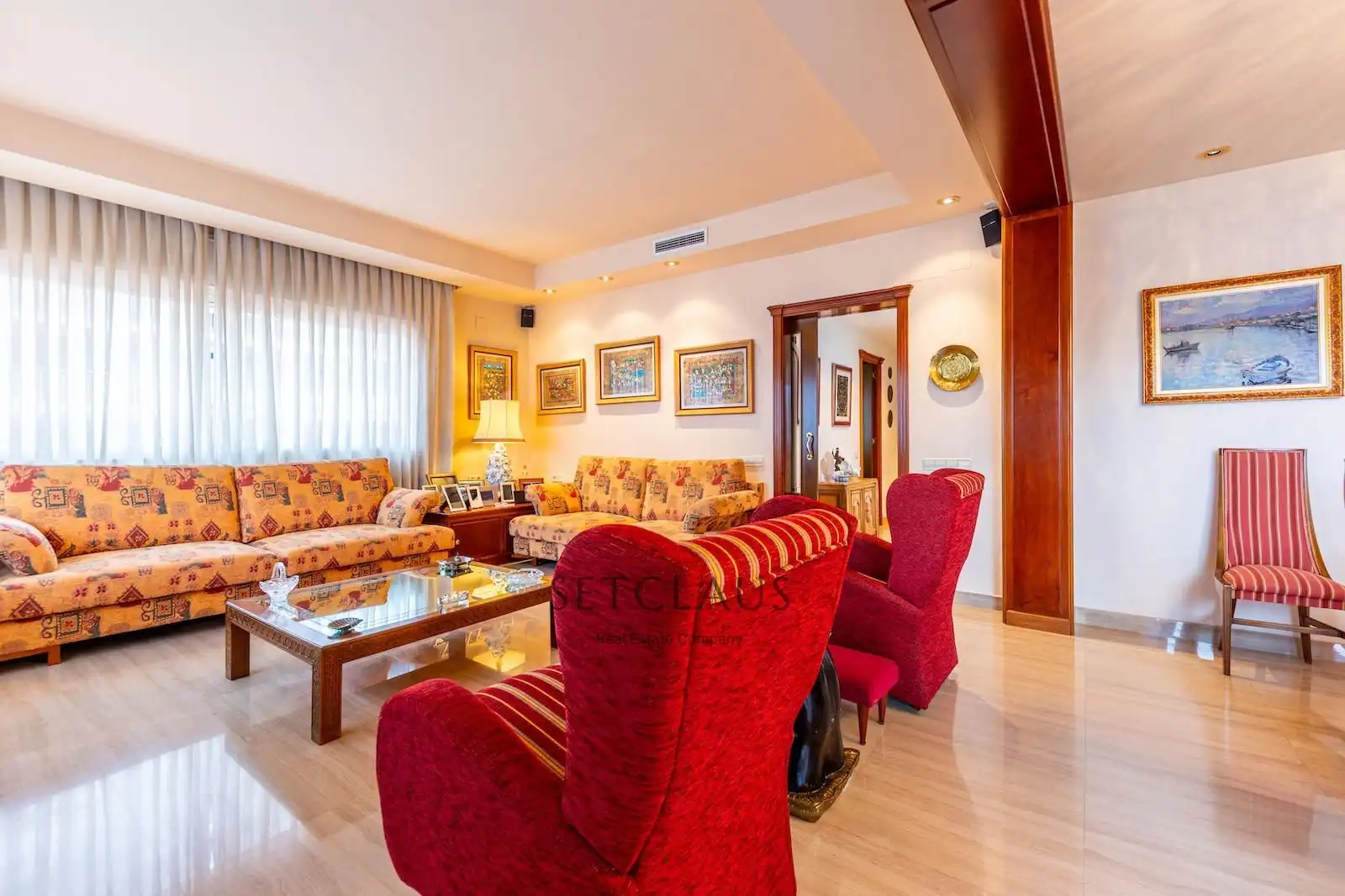 Wohnzimmer von Dachboden zum Verkauf in Badalona mit Heizung, Terrasse und Alarm