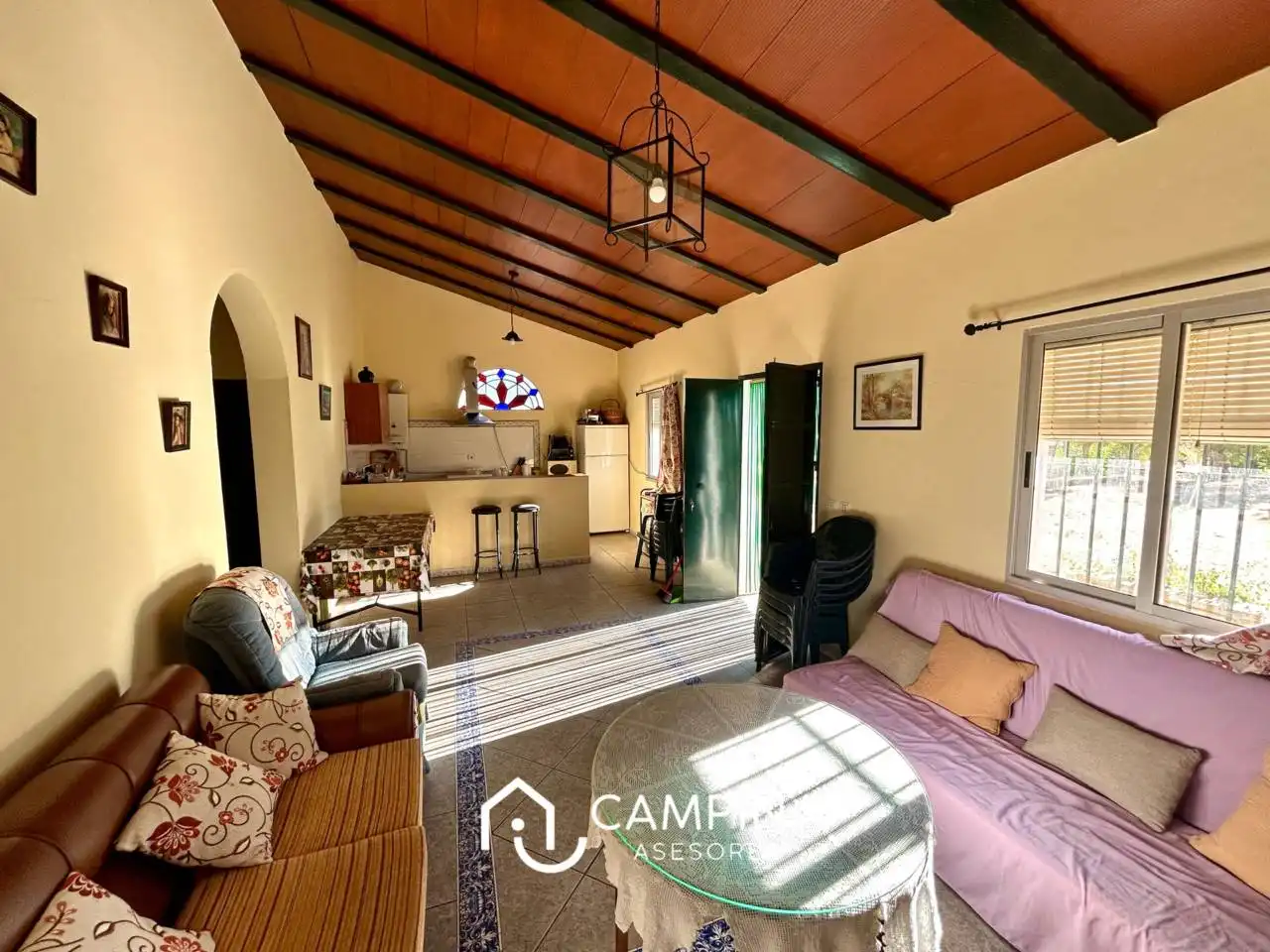 Sala de estar de Finca rústica en venta en Trigueros con Aire acondicionado, Terraza y Piscina