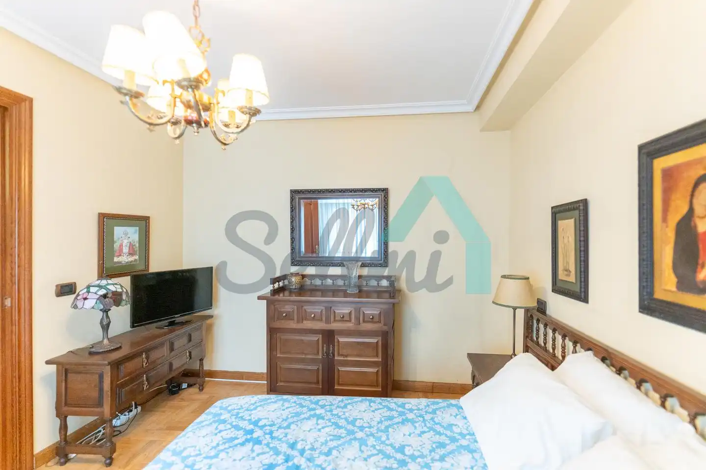 Schlafzimmer von Wohnung zur Miete in Gijón  mit Heizung, Parkett und Terrasse